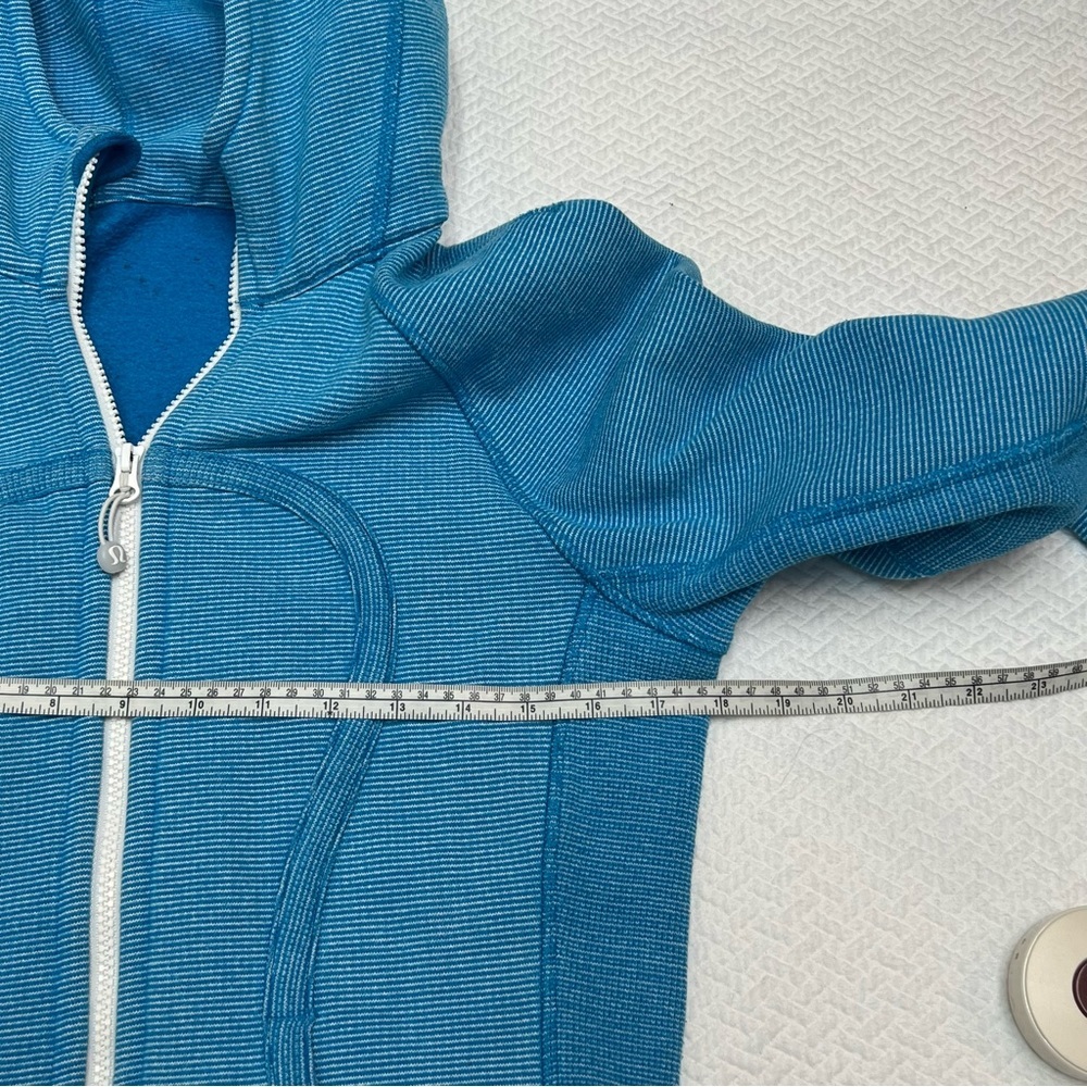LULULEMON Blue Micro Stripe Scuba Hoodie Size 6 - Picture 6 of 9